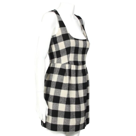 Red VALENTINO Black Off White Plaid Virgin Wool Sleeveless Mini Dress sz 40 /741 - Picture 5 of 7